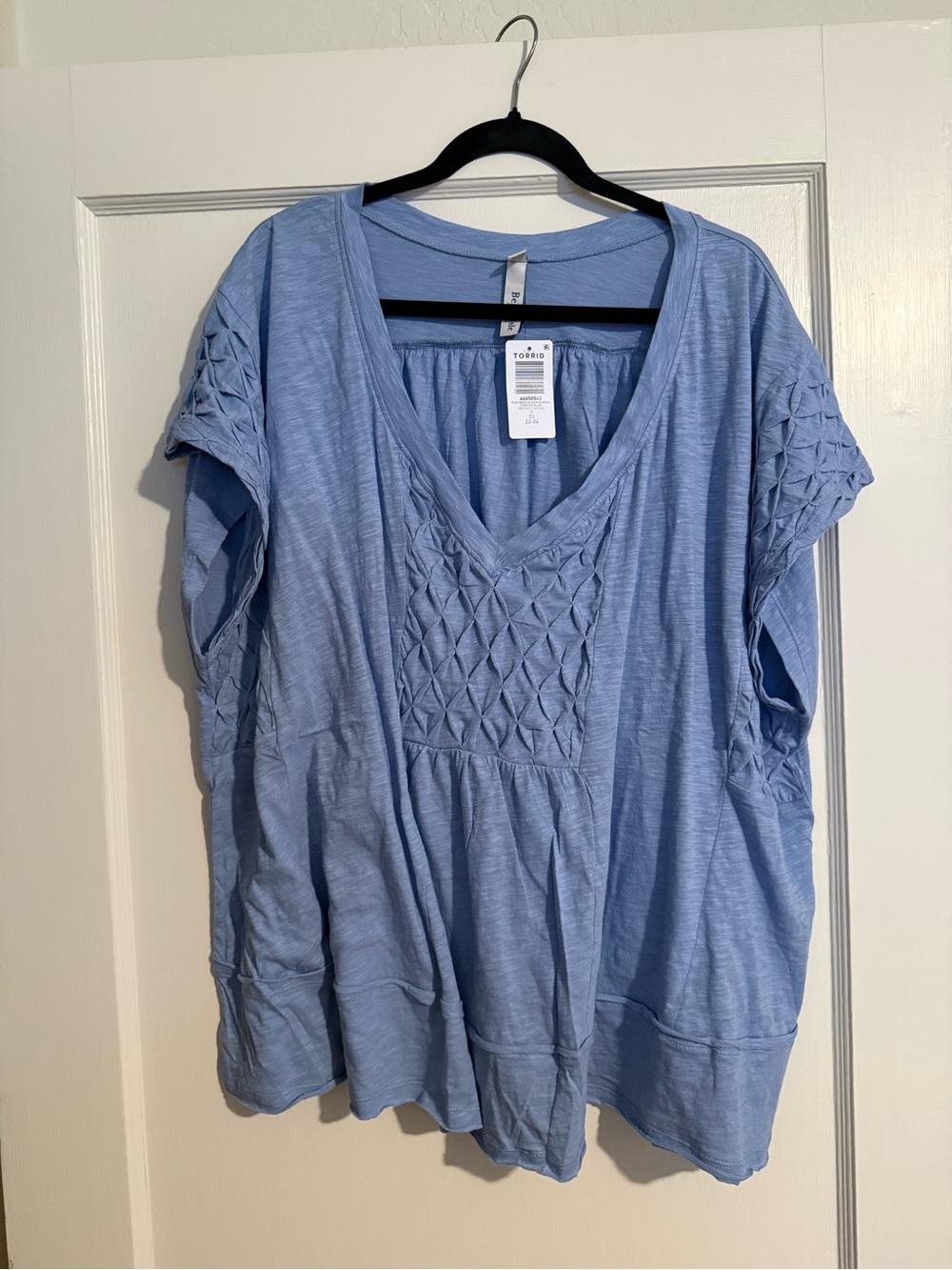 Torrid Belle Isle Trapeze Top Light Blue Textured V-Neck Women’s Top